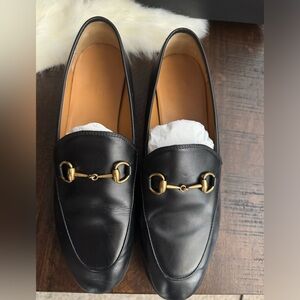 GUCCI Jordaan Black Leather Loafers Size 38 / 8